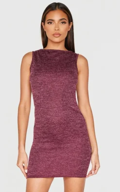 Textured Sleeveless Bodycon Dress-PrettyLittleThing Outlet