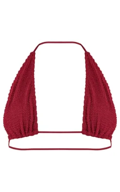 Burgundy Triangle Crinkle Bikini Top