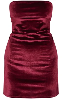 Velvet Bandeau Fold Over Mini Dress-PrettyLittleThing Discount