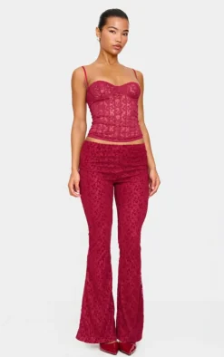Velvet Lace Flare Leg Pants-PrettyLittleThing Clearance