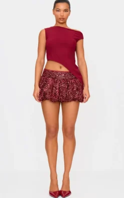 PrettyLittleThing Christmas Party Outfits*Velvet Mixed Sequin Mini Puffball Skirt