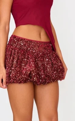 PrettyLittleThing Christmas Party Outfits*Velvet Mixed Sequin Mini Puffball Skirt