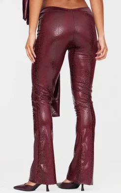 Wet Look Croc Print Knot Detail Low Rise Skinny Flare Pants-PrettyLittleThing New