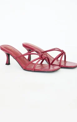 PrettyLittleThing Wide Fit Heels*Wide Fit Croc Pu Square Toe Knotted Heeled Mules