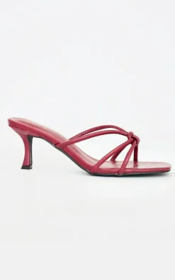 PrettyLittleThing Wide Fit Heels*Wide Fit Croc Pu Square Toe Knotted Heeled Mules