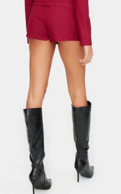 New PrettyLittleThing Woven Frill Cargo Detail Skort Burgundy