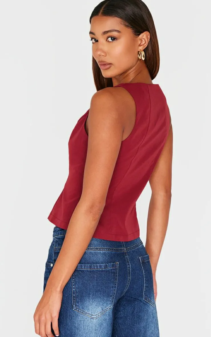 PrettyLittleThing Sleeveless Tops*Woven Vest