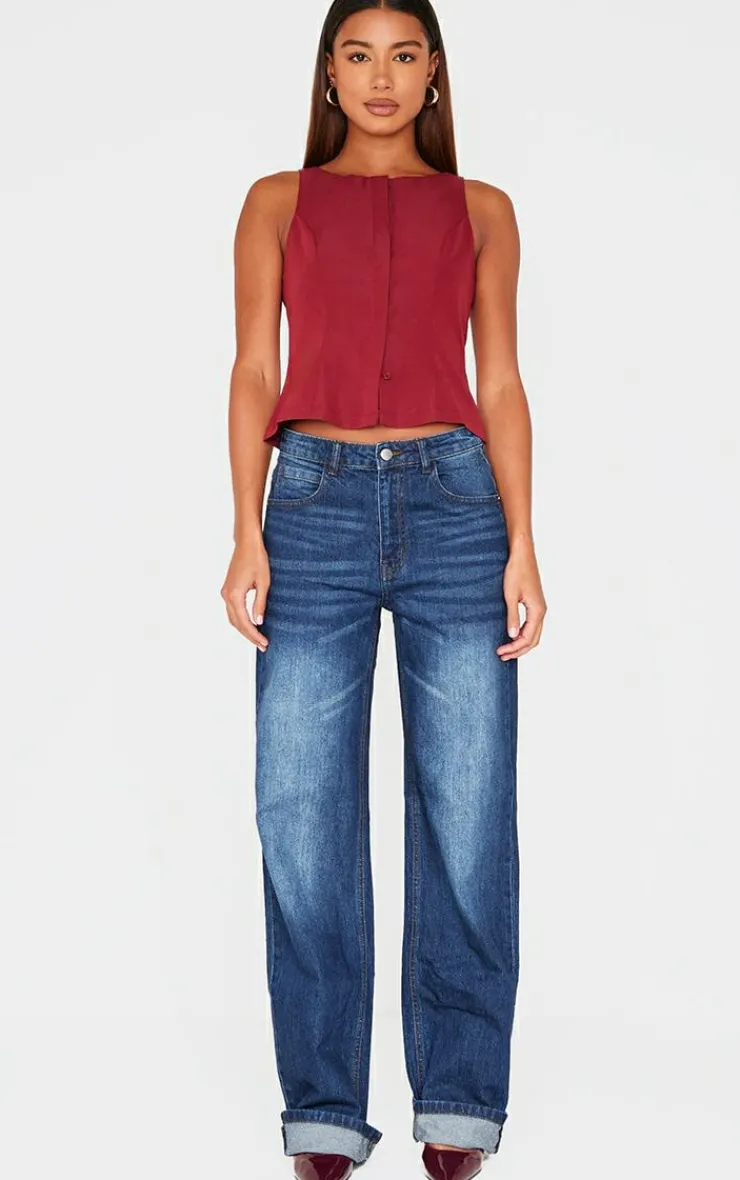 PrettyLittleThing Sleeveless Tops*Woven Vest