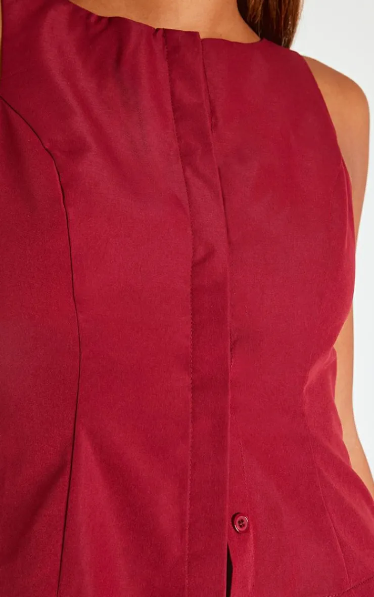 PrettyLittleThing Sleeveless Tops*Woven Vest