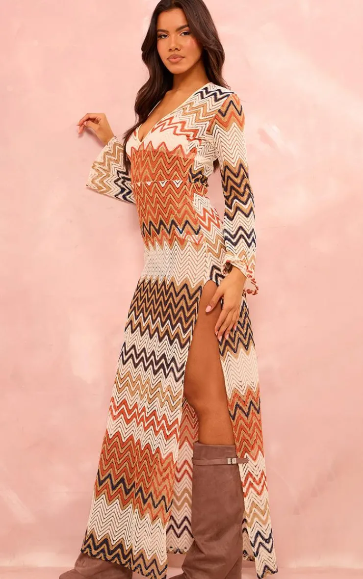 Chevron Print Lace Maxi Dress-PrettyLittleThing Best