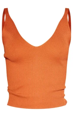 PrettyLittleThing Knitted Tops*Soft Rib Knit V Neck Vest