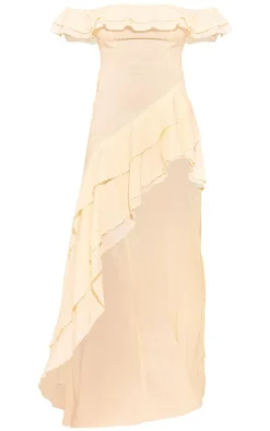 Bardot Ruffle Detail Midi Dress-PrettyLittleThing Hot
