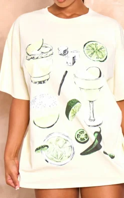 PrettyLittleThing T-Shirts*Margarita Printed Oversized T Shirt