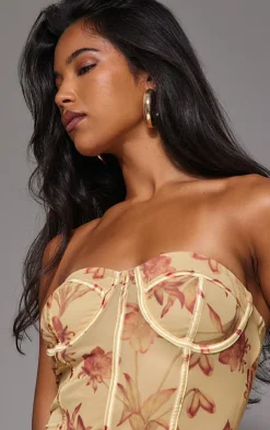 PrettyLittleThing Corsets*Mesh Boned Printed Long Corset