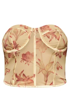 PrettyLittleThing Corsets*Mesh Boned Printed Long Corset