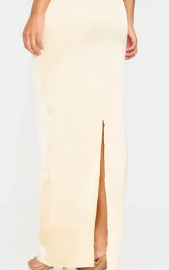 Best PrettyLittleThing Satin Mid Rise Maxi Skirt Butter Cream