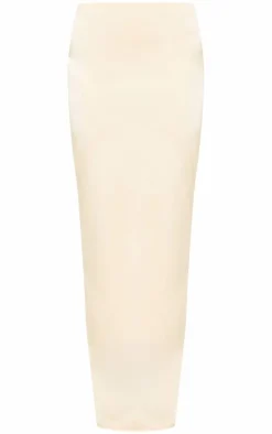 Best PrettyLittleThing Satin Mid Rise Maxi Skirt Butter Cream