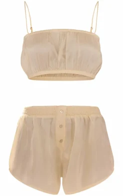Satin Ruched Bralet And Short PJ Set-PrettyLittleThing Best