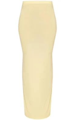 Clearance PrettyLittleThing Butter Cream Slinky Low Rise Maxi Skirt Yellow