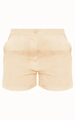 Outlet PrettyLittleThing Buttercream Linen Look Tailored Shorts Butter Cream