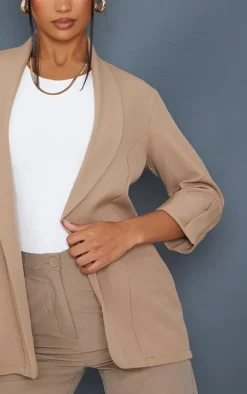 Camel Basic Turn Up Sleeve Blazer