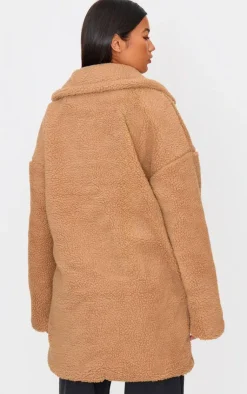 PrettyLittleThing Teddy Coats*Borg Lapel Drop Arm Midi Coat