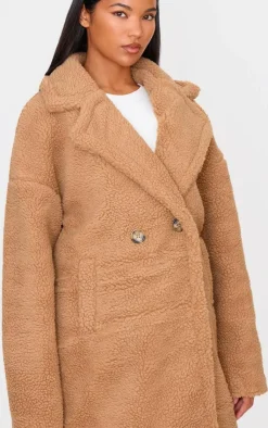 PrettyLittleThing Teddy Coats*Borg Lapel Drop Arm Midi Coat