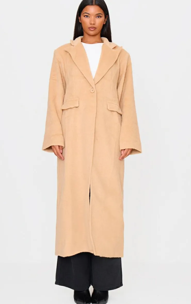 PrettyLittleThing Wool Coats*Brushed Wool Look Oversized Drop Shoulder Coat