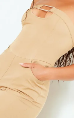 Camel Buckle Detail Tailored Woven Jumpsuit