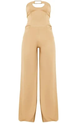 Camel Buckle Detail Tailored Woven Jumpsuit