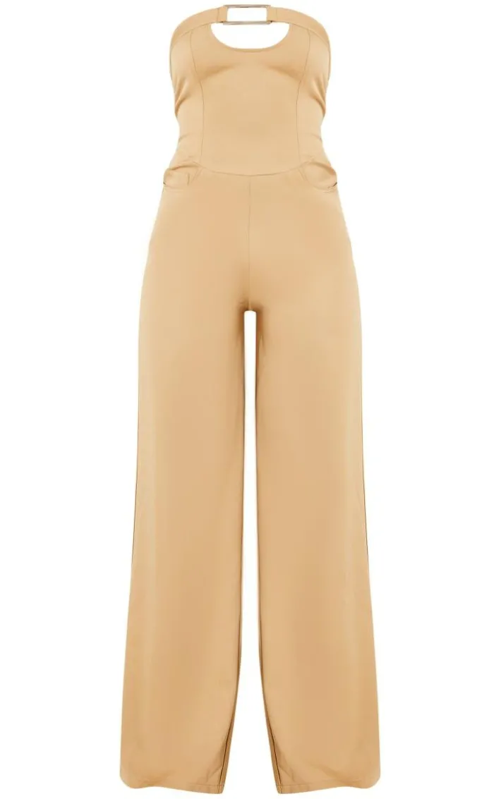 Camel Buckle Detail Tailored Woven Jumpsuit