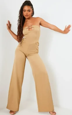 Camel Buckle Detail Tailored Woven Jumpsuit
