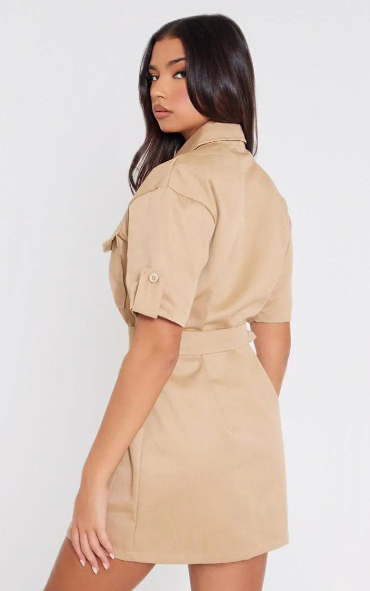 Cargo Shirt Sleeve Belted Shirt Dress-PrettyLittleThing Hot