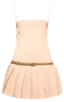 Contrast Bust Detail Pleated Skirt Bodycon Dress-PrettyLittleThing Best