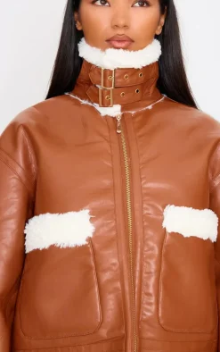 PrettyLittleThing Aviator Jackets*Faux Fur Trim Faux Leather Aviator Jacket