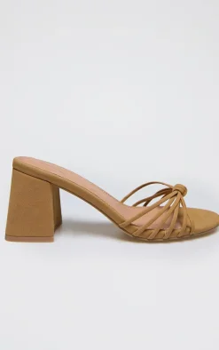 PrettyLittleThing Mules*Faux Nubuck Knotted Block Heeled Mule Sandals
