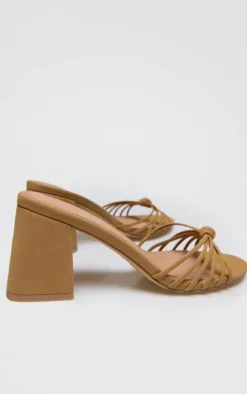 PrettyLittleThing Mules*Faux Nubuck Knotted Block Heeled Mule Sandals