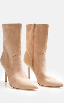 PrettyLittleThing Heeled Boots*Faux Suede Point Toe Stitch Detail High Stiletto Heeled Boots