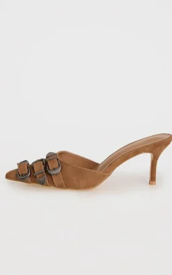 PrettyLittleThing Pumps*Faux Suede Point Toe Western Buckle Heeled Courts