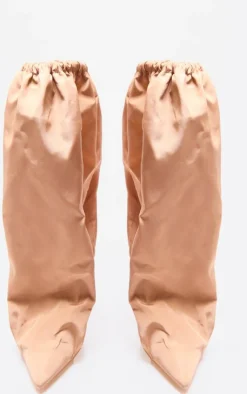 PrettyLittleThing Heeled Boots*Nylon Elasticated Pointed Clipped Wedge Heeled Boots