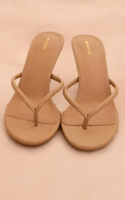 PrettyLittleThing Mules*PU Round Toe Thong Mid Heeled Mules