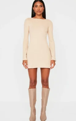 Rib Flared Sleeve Shift Dress-PrettyLittleThing Hot