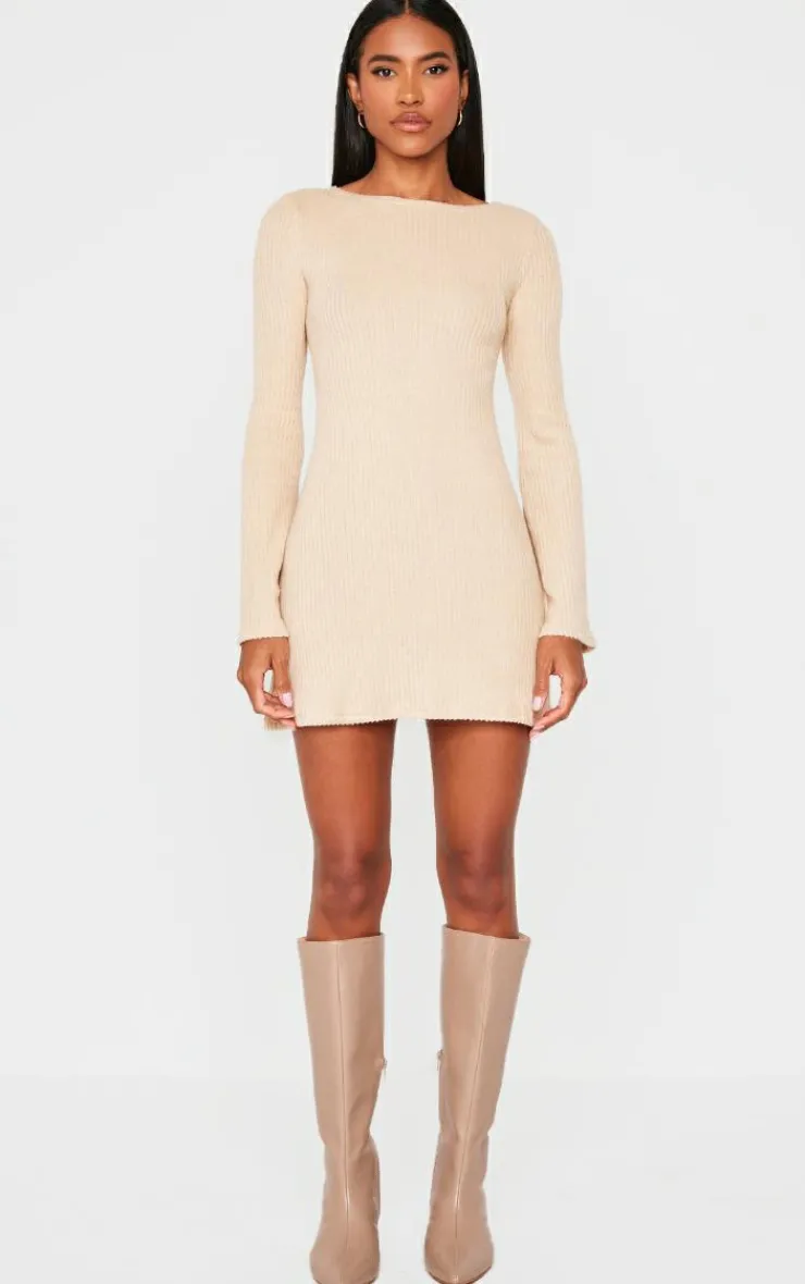 Rib Flared Sleeve Shift Dress-PrettyLittleThing Hot