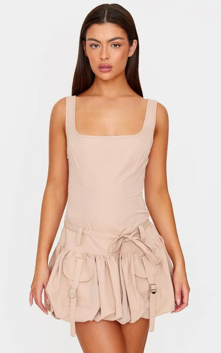 Square Neck Puffball Dress-PrettyLittleThing Clearance