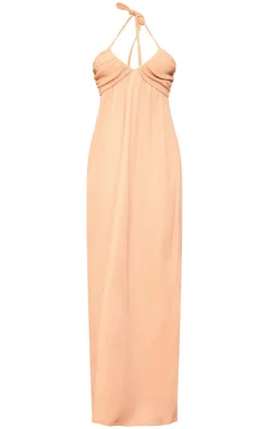 Textured Cross Halterneck Maxi Dress-PrettyLittleThing New