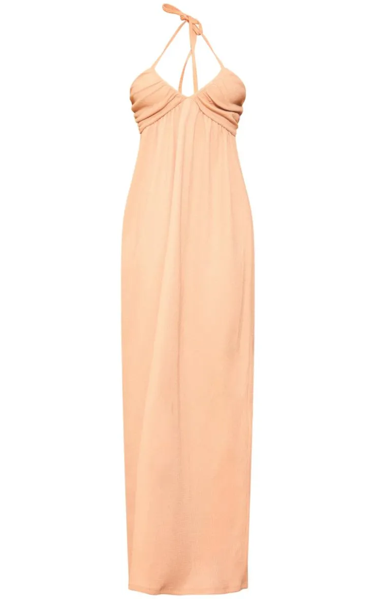 Textured Cross Halterneck Maxi Dress-PrettyLittleThing New