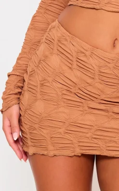 Clearance PrettyLittleThing Textured Low Rise Micro Mini Skirt Camel