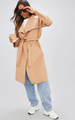 PrettyLittleThing Trench Coats*Veronica Waterfall Tie Waist Coat