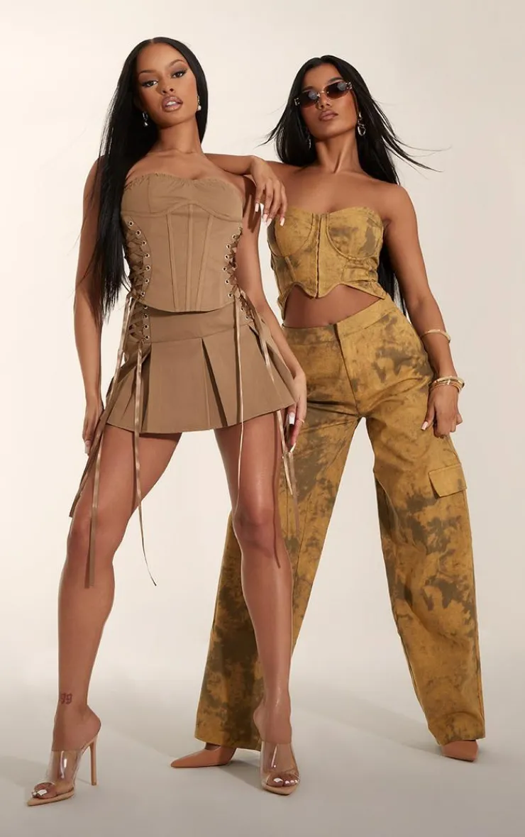 Best PrettyLittleThing Washed Cargo Pocket Detail Cargos Camel