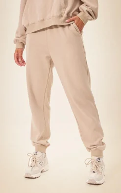 Sale PrettyLittleThing Washed Oversized Cuffed Sweatpants Camel